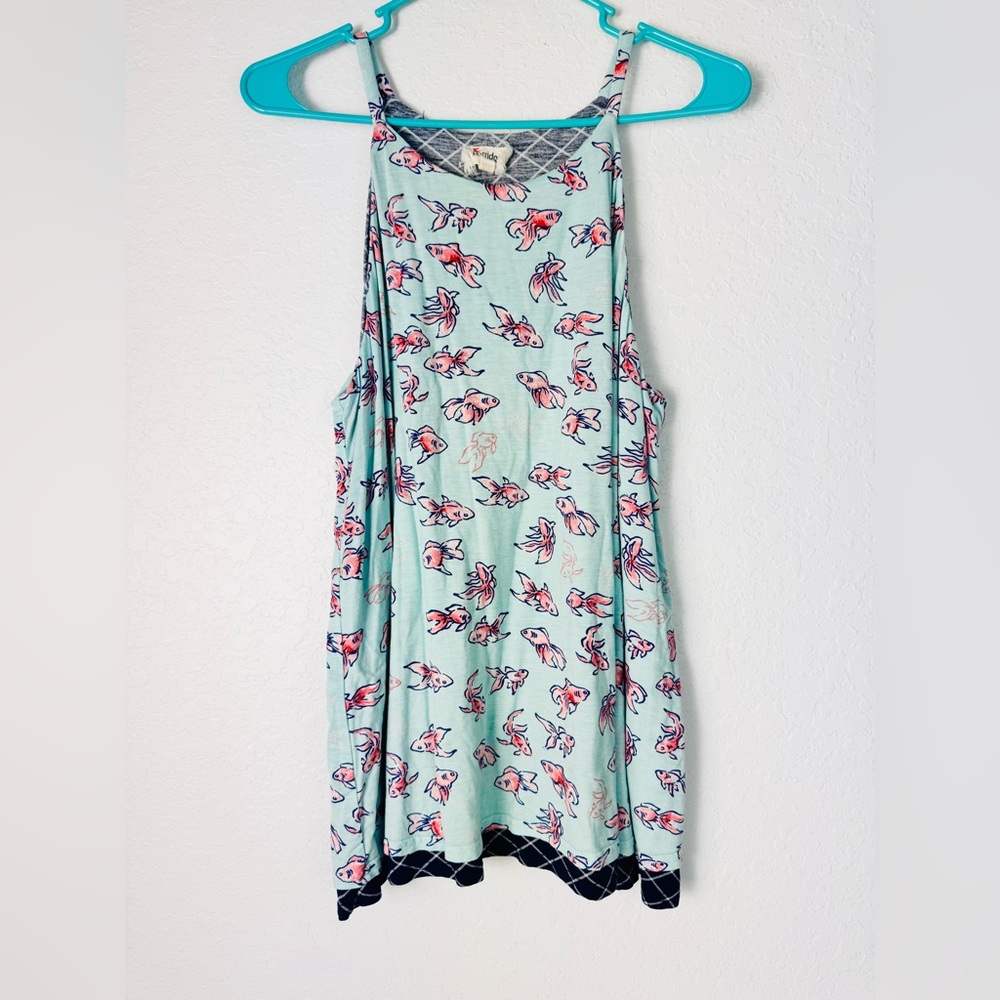 Anthropologie Porridge Fish Printed Tank Top Women's Size Large